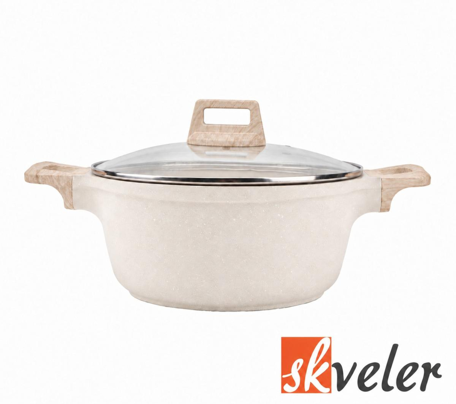 Kastról + pokrievka 20x9,5cm cream line Skveler