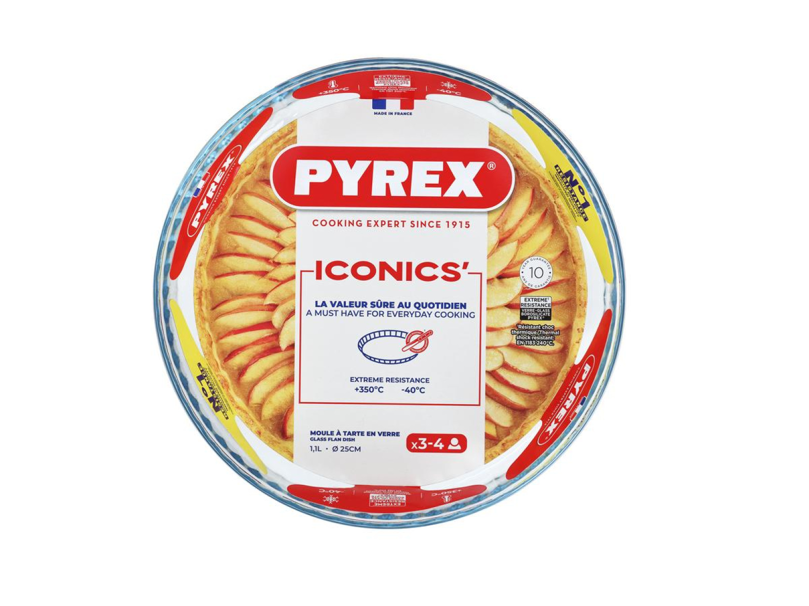 Forma na ovocný koláč, pr.25x4cm, 1,2L, sklo číre PYREX