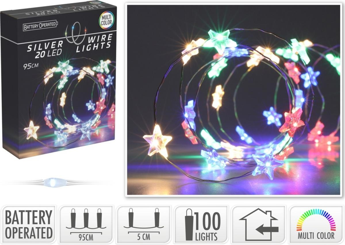 Svetlo vianočné hviezdy 20 LED farebné, hviezdy, baterky