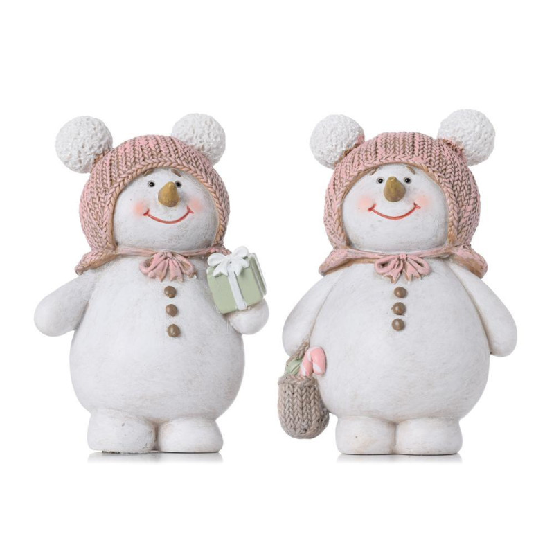 Postavička snehuliak s čiapkou 8,5x5,5x13cm polyrezín mix