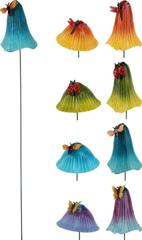Dekorácia zapichovacia hríb s hmyzom 70 cm plast/kov