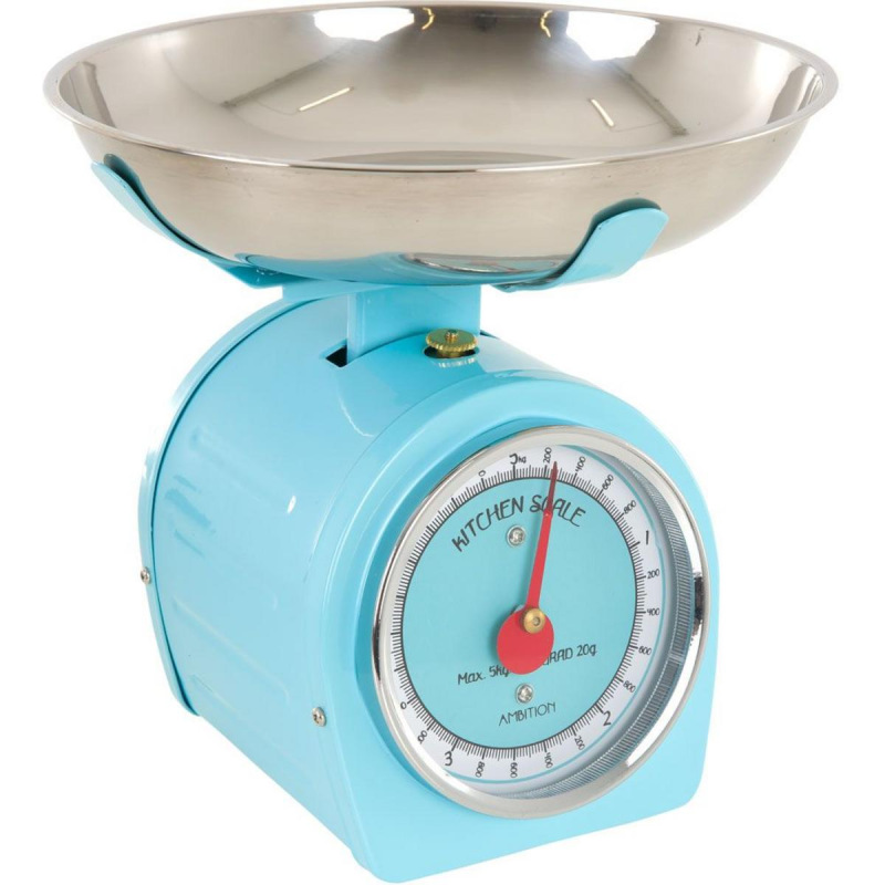 Kuchynská váha mechanická 5 kg modrá – retro váha s miskou
