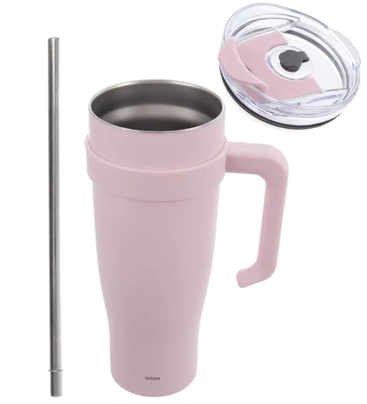 Hrnček TERMO pohár nerez/UH+slamka 1,2 l ružová 3