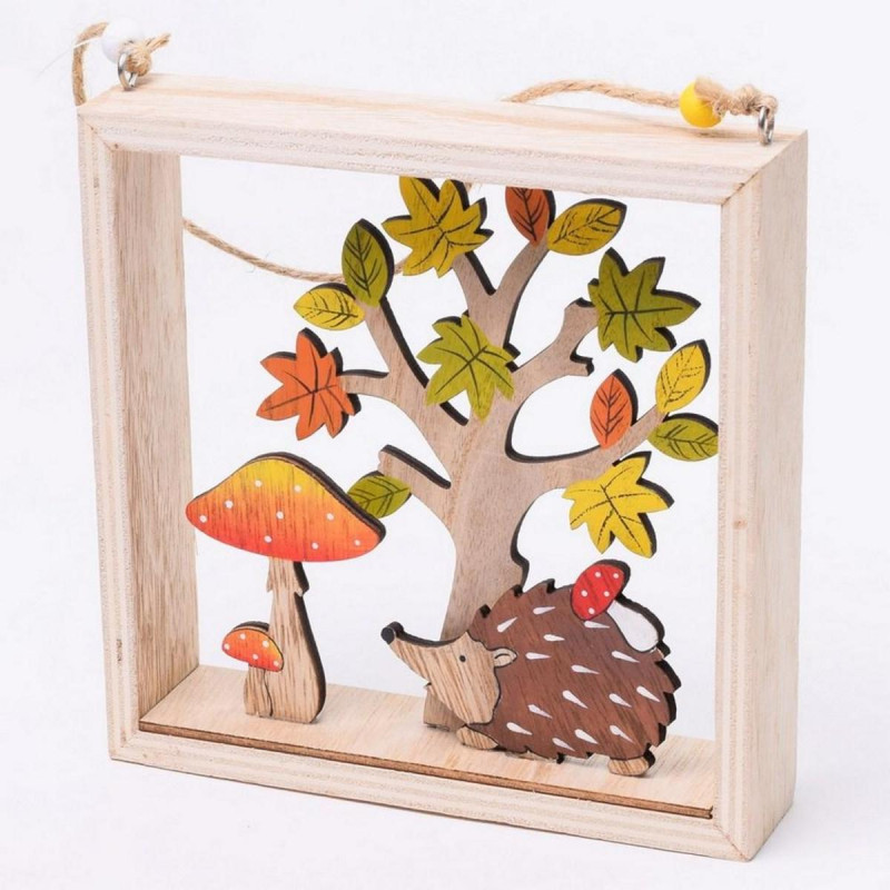 Závesná ozdoba jesenný obraz 15,7x15,7x3,5 cm
