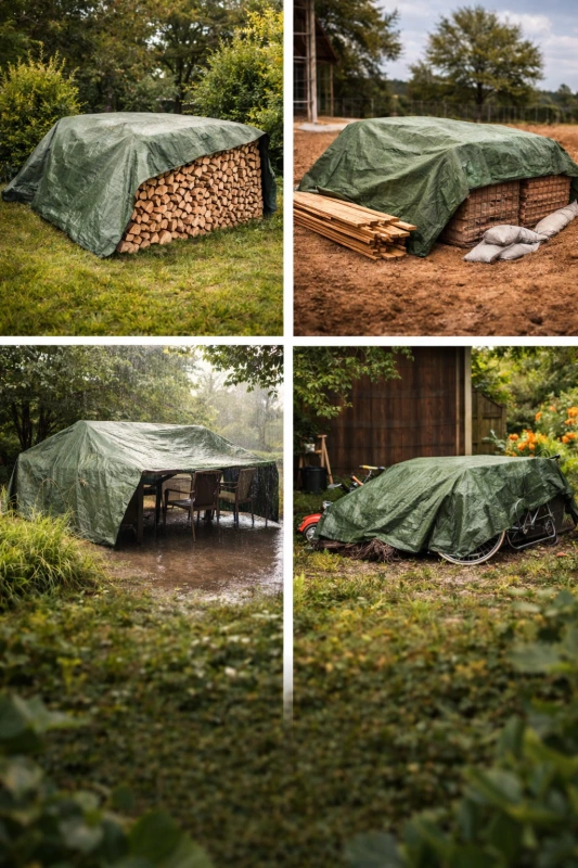 Plachta krycia 2 × 3 m zelená nepremokavá s okami ŠTANDARD 1