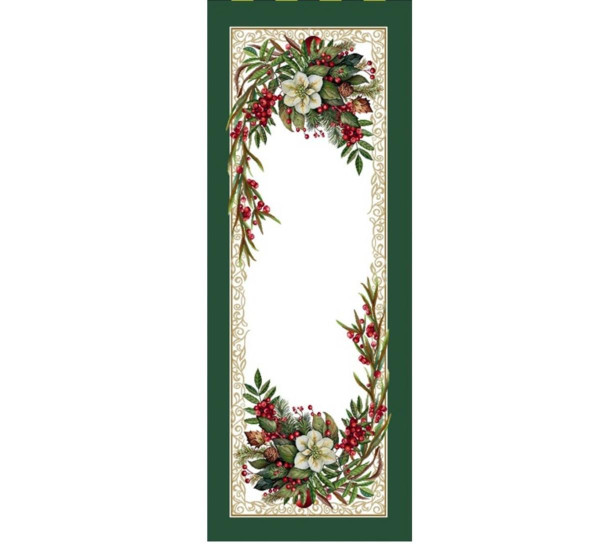 Obrus gobelínový, Vianoce VIANOČNÁ RUŽA, 45x140cm, zelený