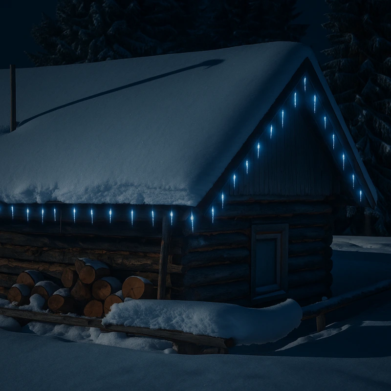 Vianočné LED cencúle 40 LED studená biela – 5,7 m, časovač, IP44 1