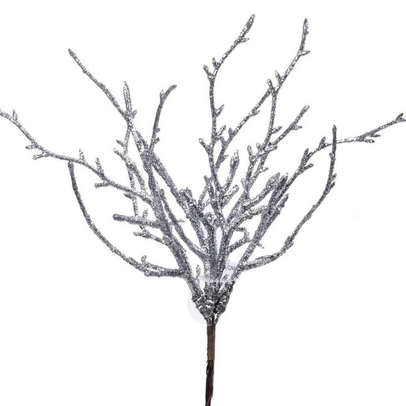 Ozdoba zapichovacia vetvička 22cm strieborná