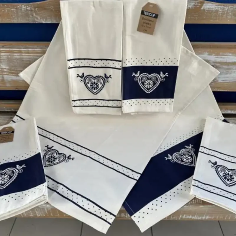 Utierka kuchynská 100% bavlna 2ks, 50x70cm, 270 g/m2, modrá s bordúrou