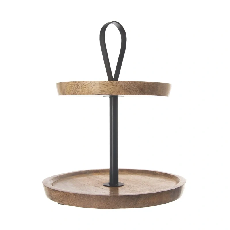 Servírovací stojan MANGO – drevený stojan 2 poschodia z mangového dreva 2