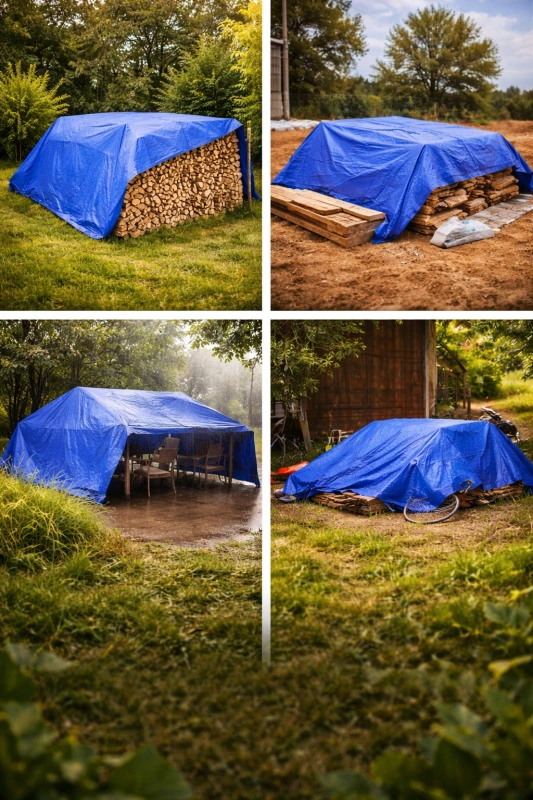 Plachta krycia 2 × 3 m modrá nepremokavá s okami ŠTANDARD 1