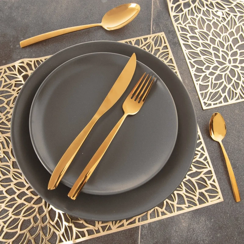 Jedálenské príbory GOLD – luxusná 24-dielna nerezová sada v zlatom prevedení 2