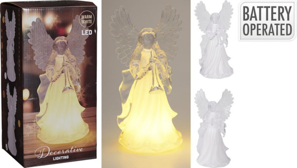Postavička anjel LED 30 cm plast mix