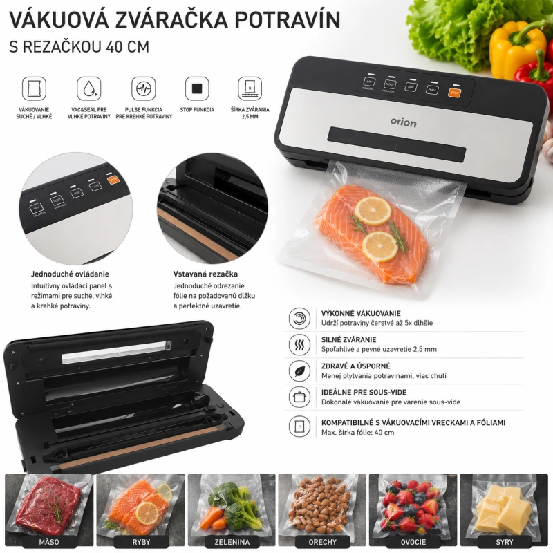 Vákuová zváračka potravín s rezačkou 40 cm | Elektrická vákuovačka pre Sous-Vide 5