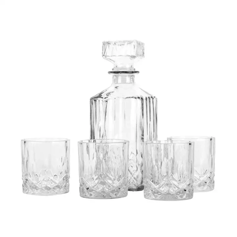 Fľaša na whisky + 4 poháre, sklo KLC 12