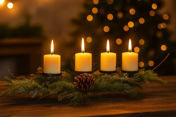 Prírodný adventný svietnik 87×30×13 cm – čečina + kov, vianočná dekorácia 1