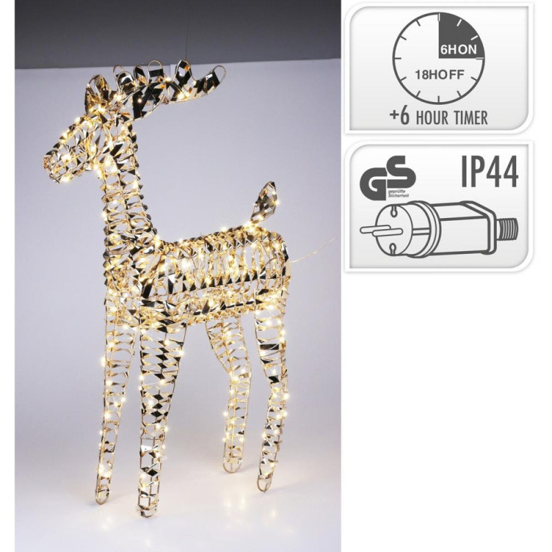 LED Sob 80 cm – 200 mikro LED, zlatý, časovač, adaptér, vonkajší + vnútorný