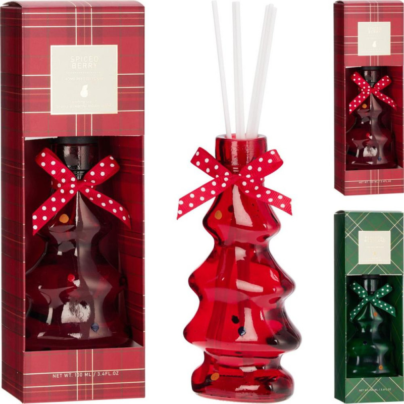 Difúzer v tvare stromčeka – darčeková sada 100 ml, tyčinky, zelená/červená mix