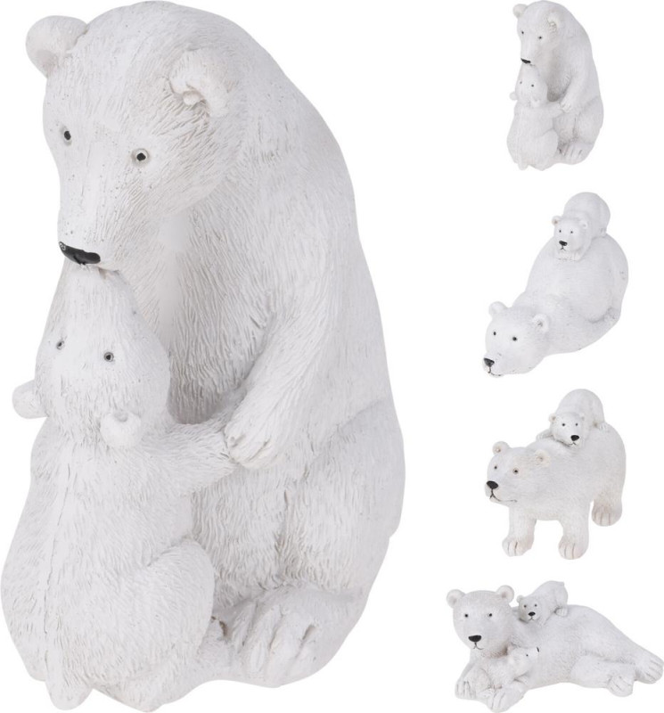 Postavička medveď s mláďatkom polystone mix