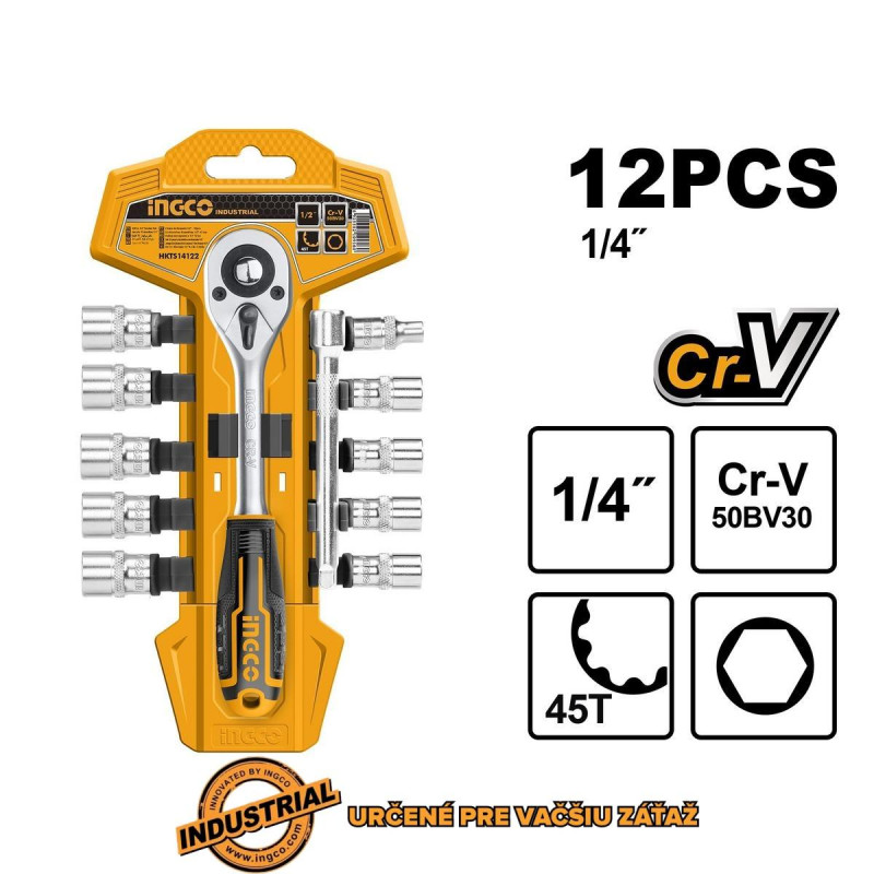 Gola sada 12ks 1/4" INGCO Industrial KLC