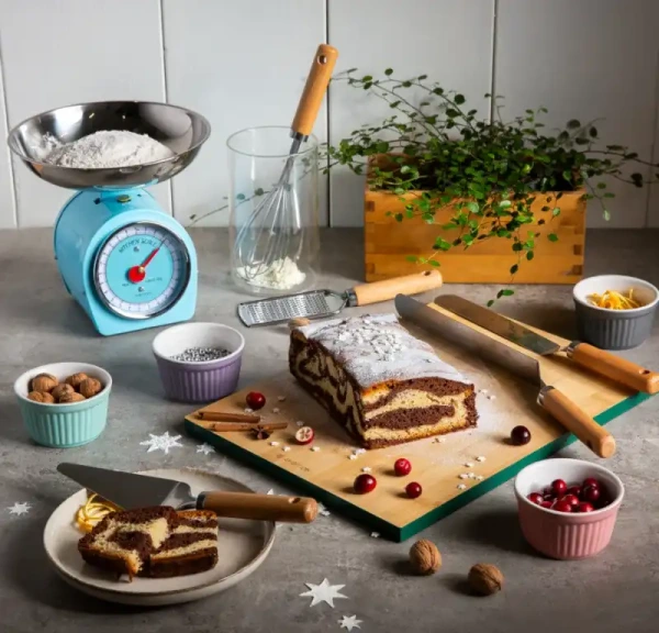 Kuchynská váha mechanická 5 kg modrá – retro váha s miskou 1