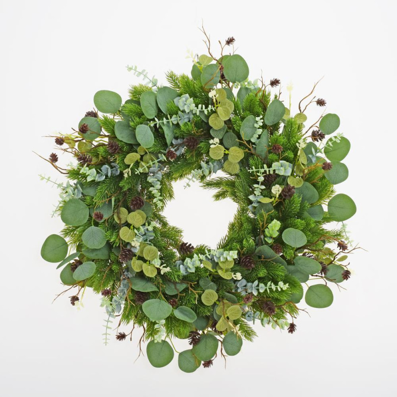 Veniec vianočný 55 cm čečina eukalyptus mix