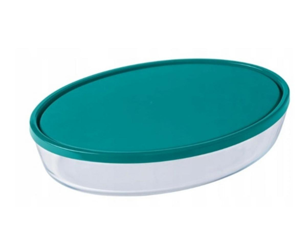 Misa/pekáč oválny s plastovým vekom, 35x24x6cm, 3,1L, sklo číre PYREX