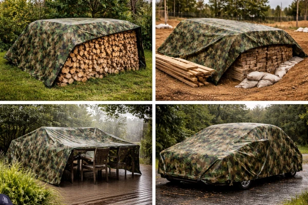 Plachta krycia 2 × 3 m maskáč nepremokavá s okami 80 g/m² 1