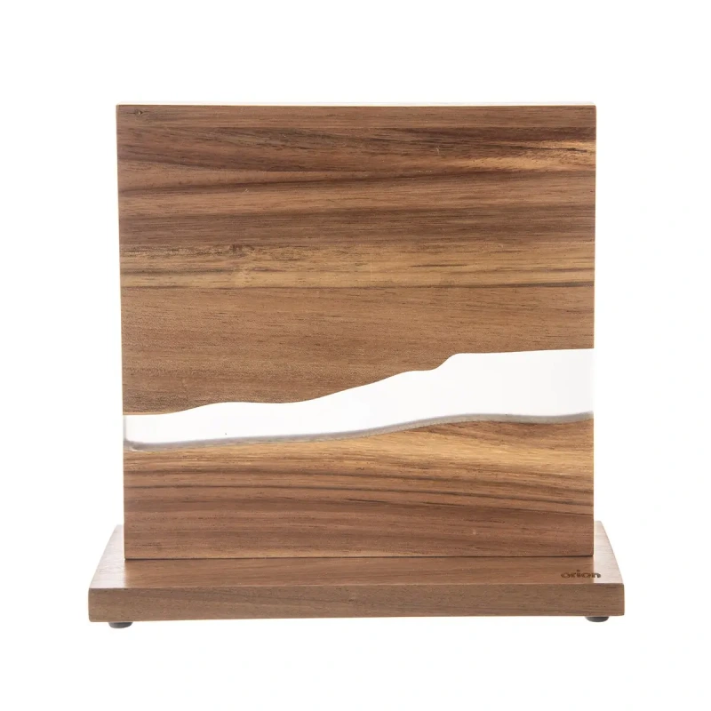 Magnetický obojstranný stojan na nože RIVER – akáciové drevo & živica 3