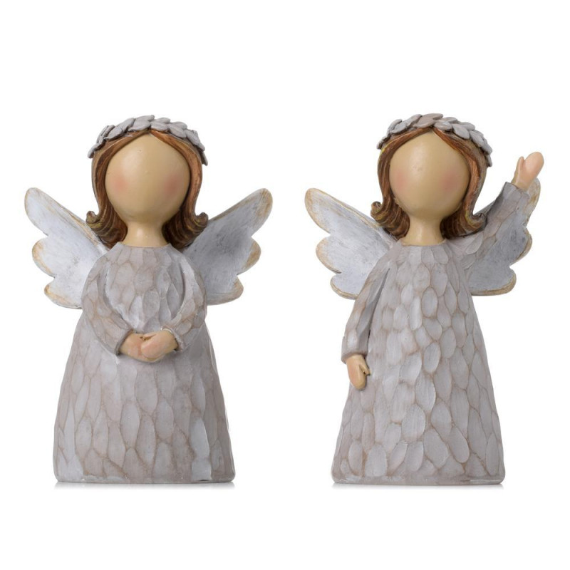 Postavička anjel s venčekom 11x6,5x16,5cm polyrezín mix