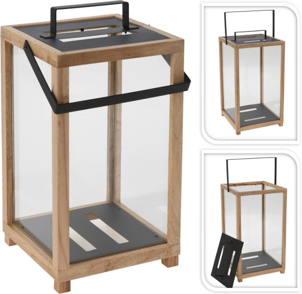 Lampáš svietnik sada 2 ks drevo/kov