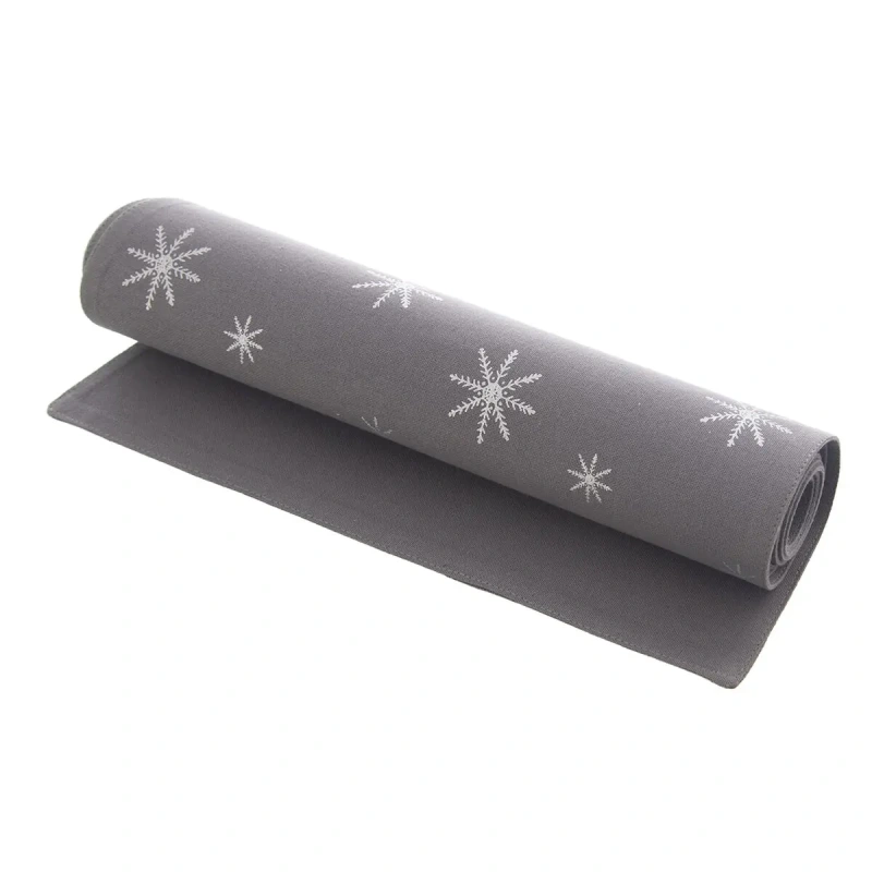 Behúň na stôl VLOČKA 130 × 32 cm / sivý s bielymi vločkami / bavlna 4