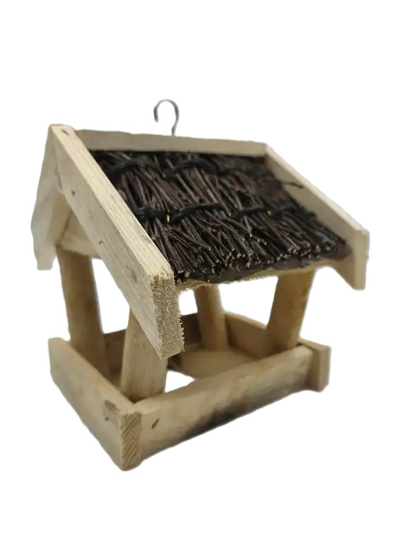 Drevené krmítko pre vtáky 19 × 25 × 18 cm záhradné kŕmidlo pre vtáctvo 2