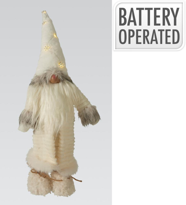 Postavička trpaslík LED 66 cm polyester biela