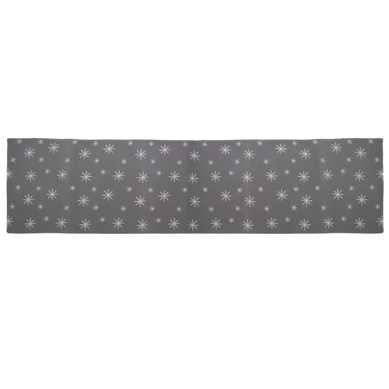Behúň na stôl VLOČKA 130 × 32 cm / sivý s bielymi vločkami / bavlna 3