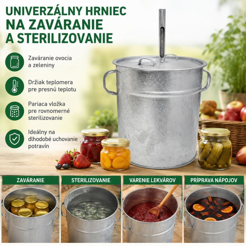Zavárací hrniec ZN 30 l pozinkovaný 33 cm s pariacou vložkou I.A 1