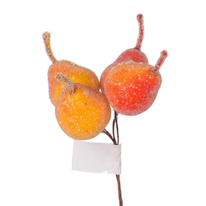 Zapichovacia ozdoba hrušky ľadové zväzok 4 ks 12 cm žlto-oranžová