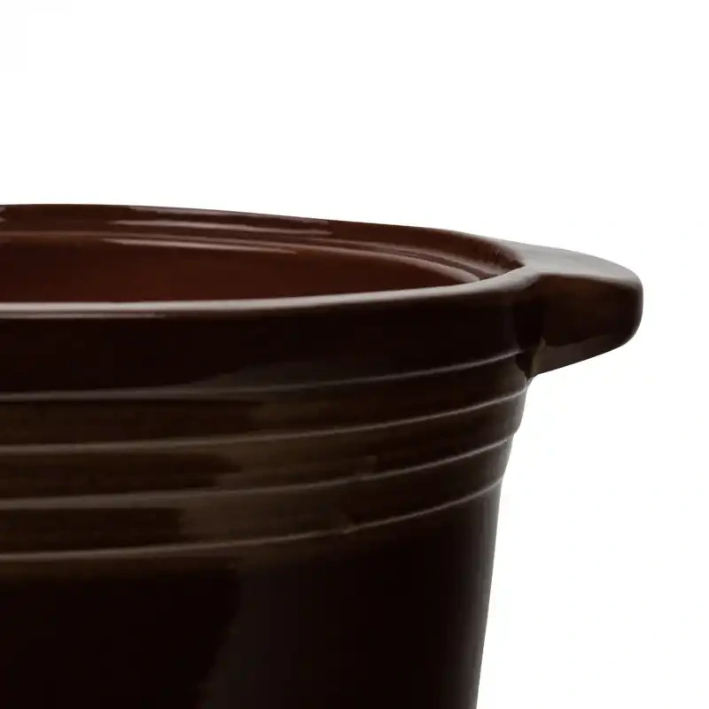 Keramický glazovaný hrniec 7 l s pokrievkou – tvar súdka, dekorovaný 3