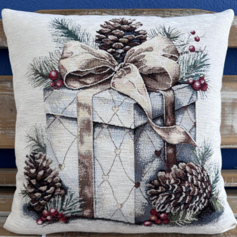 Obliečka na vankúš Vianoce DARČEK 42 × 42 cm / gobelínová