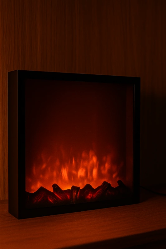 LED Ohnisko / Dekoratívny krb – 41×35 cm, kov + sklo, adaptér 1