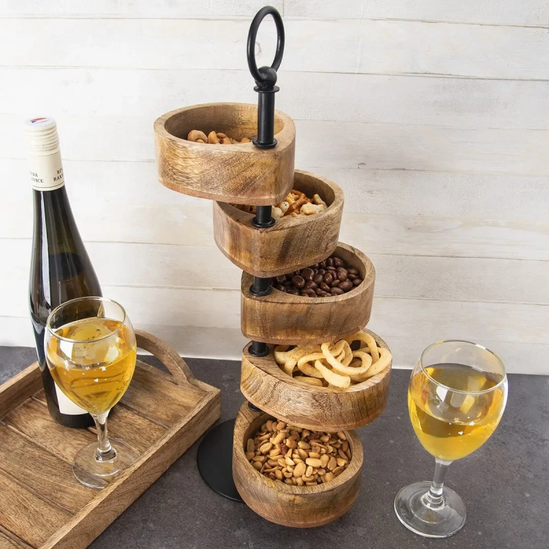 Servírovací stojan MANGO – 5 poschodí | drevený stojan na snacky a pochutiny 5