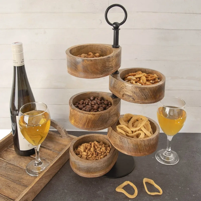 Servírovací stojan MANGO – 5 poschodí | drevený stojan na snacky a pochutiny 1