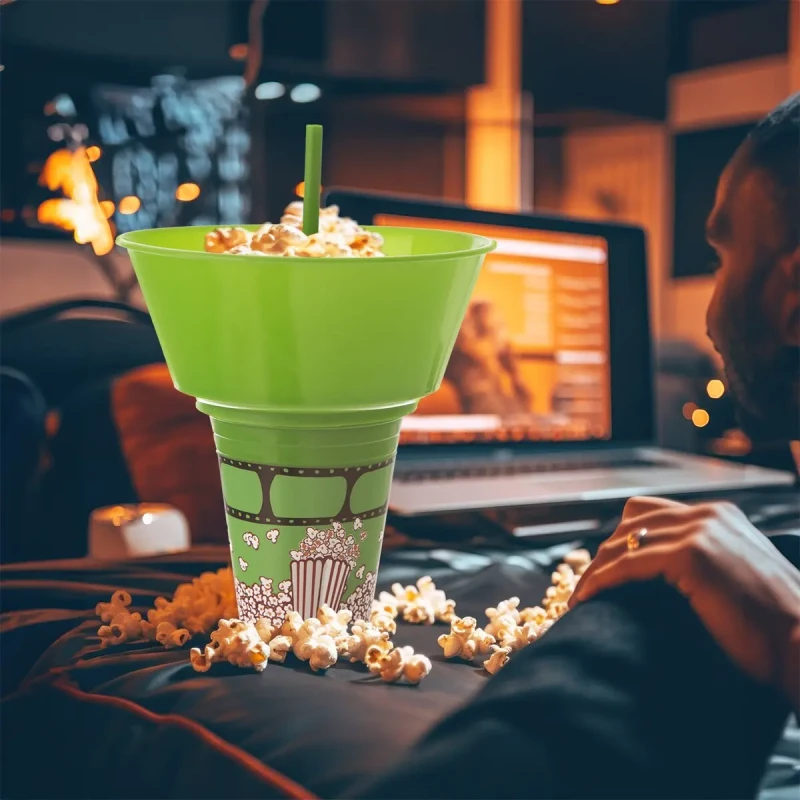 Pohár s miskou na popcorn a slamkou 0,55 l 5