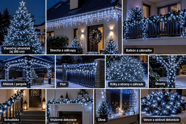 Vianočná svetelná reťaz 1200 LED / studená biela / 24 m / časovač / IP44 1