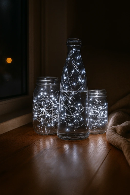 Mikro LED svetlá 20 LED – studená biela, vodeodolné, batérie CR2032, časovač 1