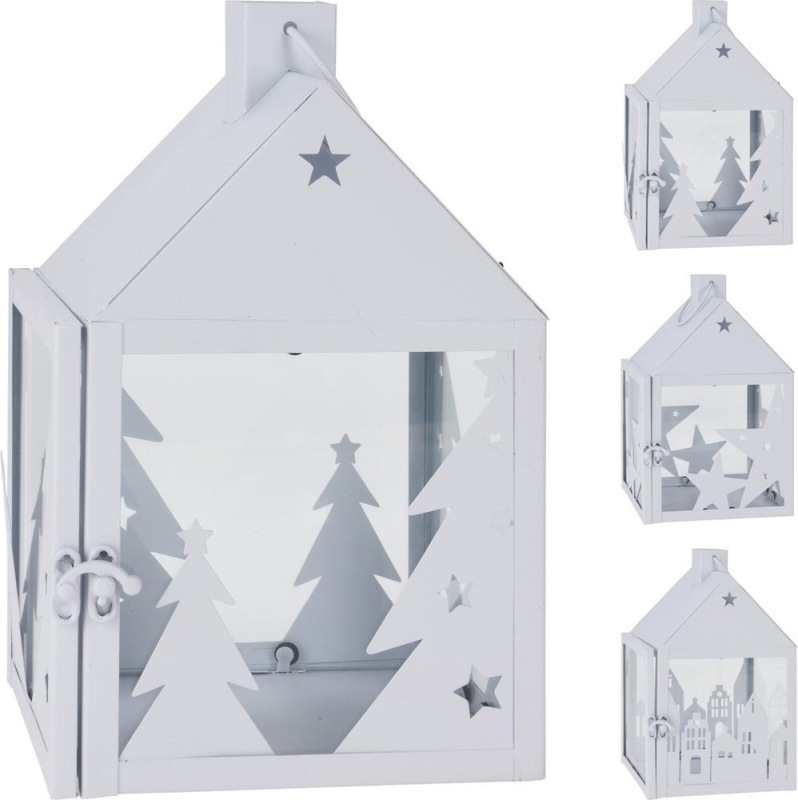 Lampáš svietnik 15x14x23 cm kov biely mix