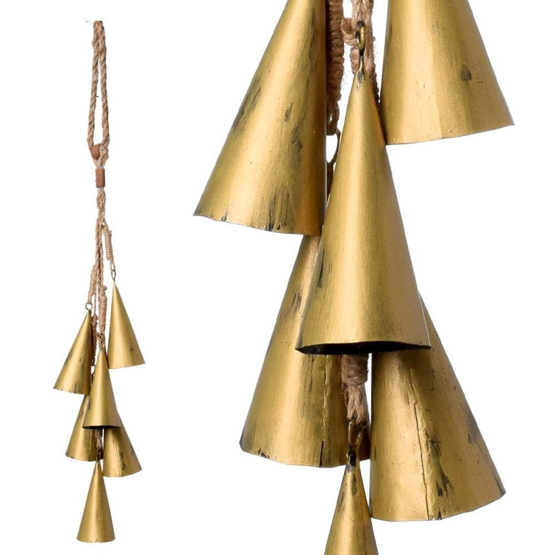 Ozdoba závesná zvonce 4x10x55cm kov zlatá