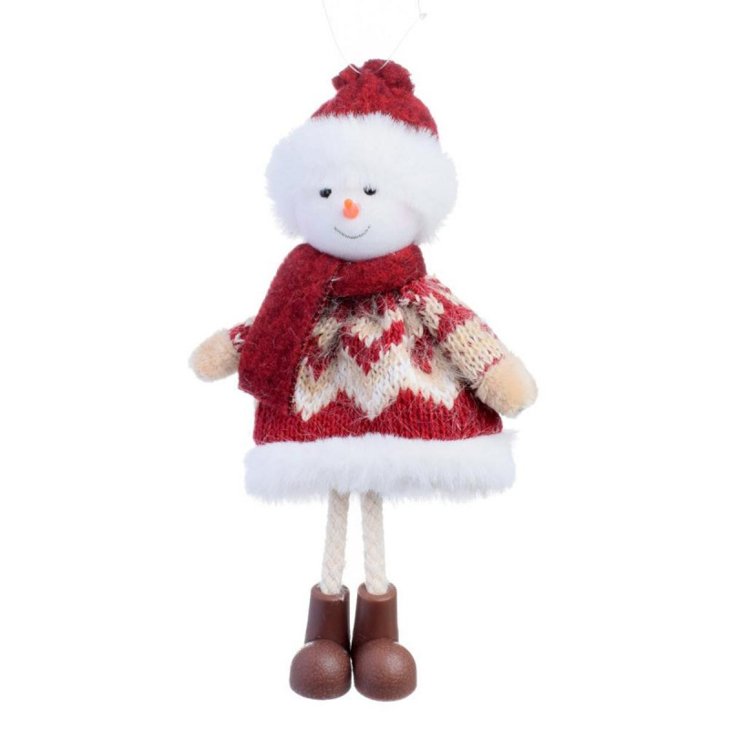Ozdoba závesná SNEHULIAK 17cm textil červená