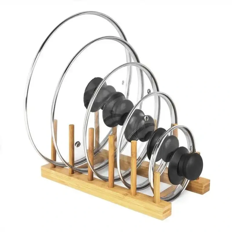 Drevený stojan na pokrievky a taniere KLC – 27 × 14,5 × 11 cm 1