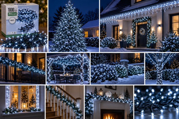 Vianočná svetelná reťaz 1800 LED / studená biela / 36 m / časovač / IP44 1